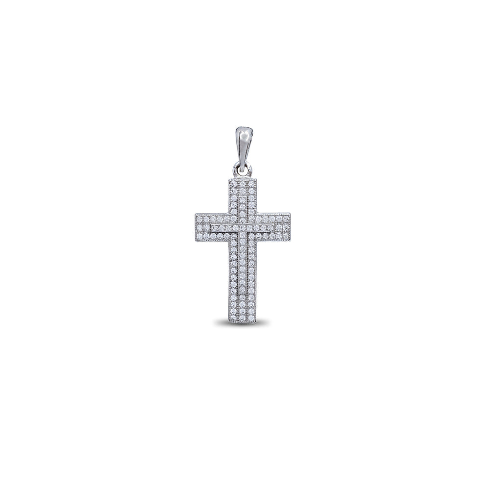 Iced-Out Cross Pendant (Silver)