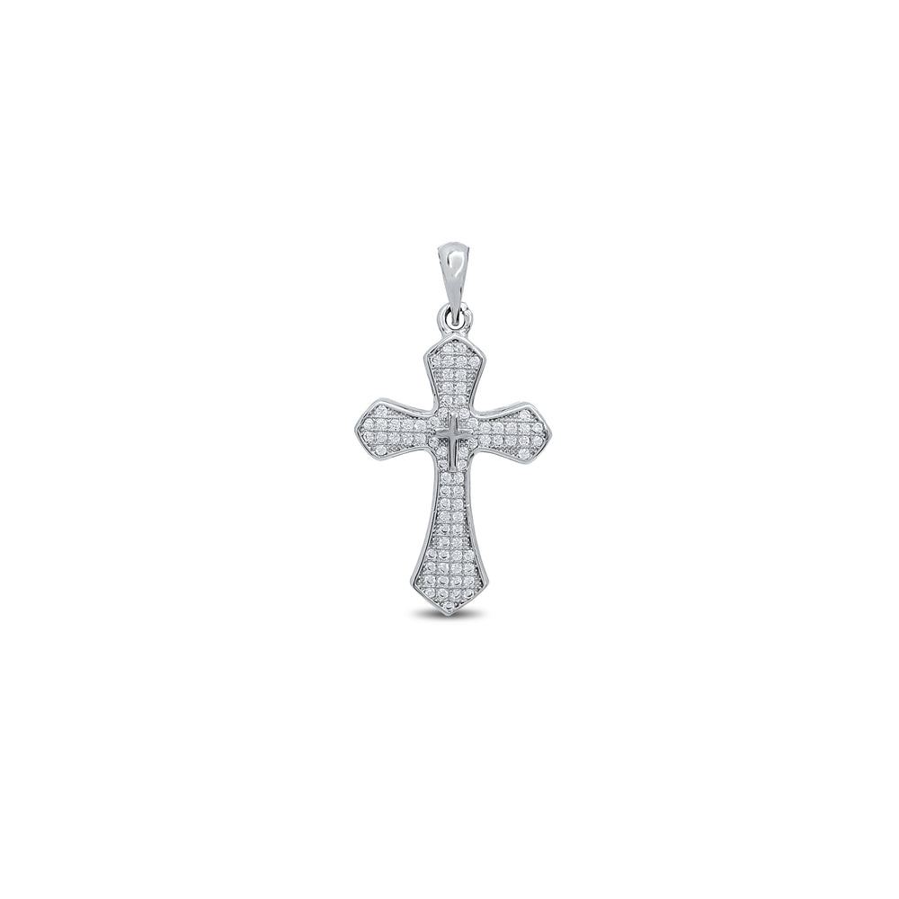 Zirconia Pave Cross Pendant (Silver)