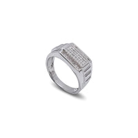 Zirconia Sideways Rectangle Men's Ring (Silver)