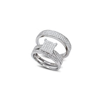 Zirconia Three-Piece-Set nga Engagement Wedding Set Ring (Silver)