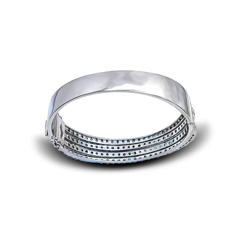 Blue & White Zirconia Bangle Bracelet (Silver)