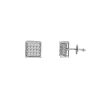 Iced-Out Prong Square Stud Earrings (Silver)