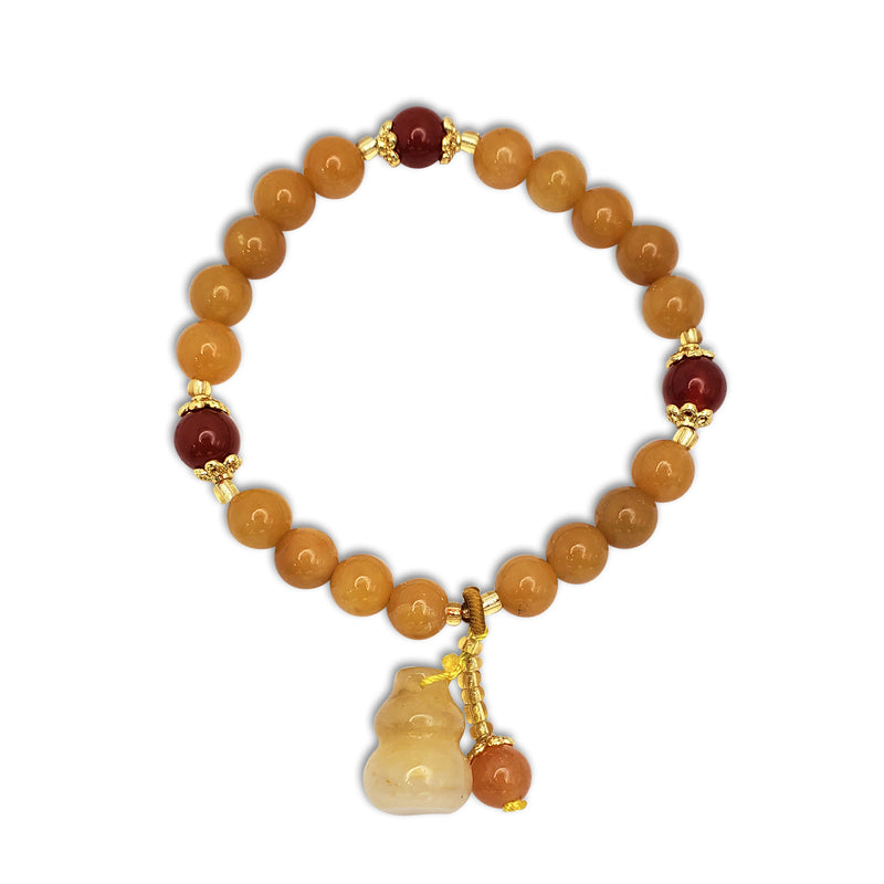 Light-Yellow Gourd Charm Agate Beads Bracelet