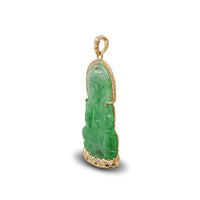 Diamond Guan Yin Jade Pendant (14K)