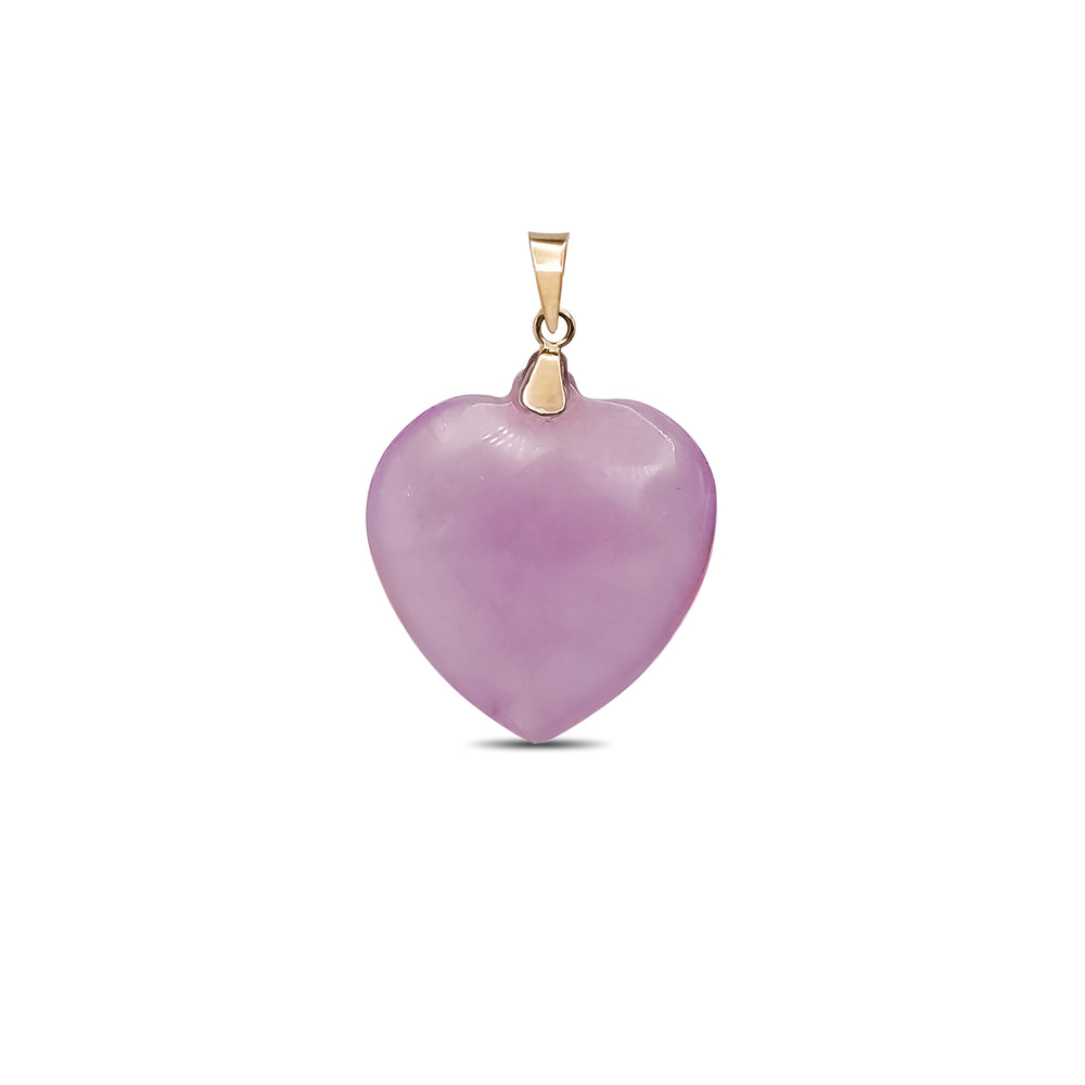 Puffy Heart Purple Jade Pendant (14K)