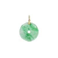 Diamond Bail Jade Double Fish Circle Pendant (14K)