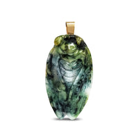 Marbled Green Jade Cicada Pendant (14K)