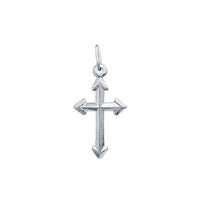 Puffy Arrow Head Cross Pendant (Silver)