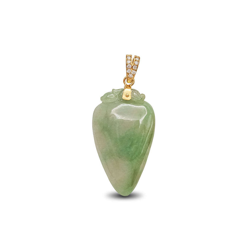 VS Diamond Longevity Peach / Shoutao Jade Pendant (14K)