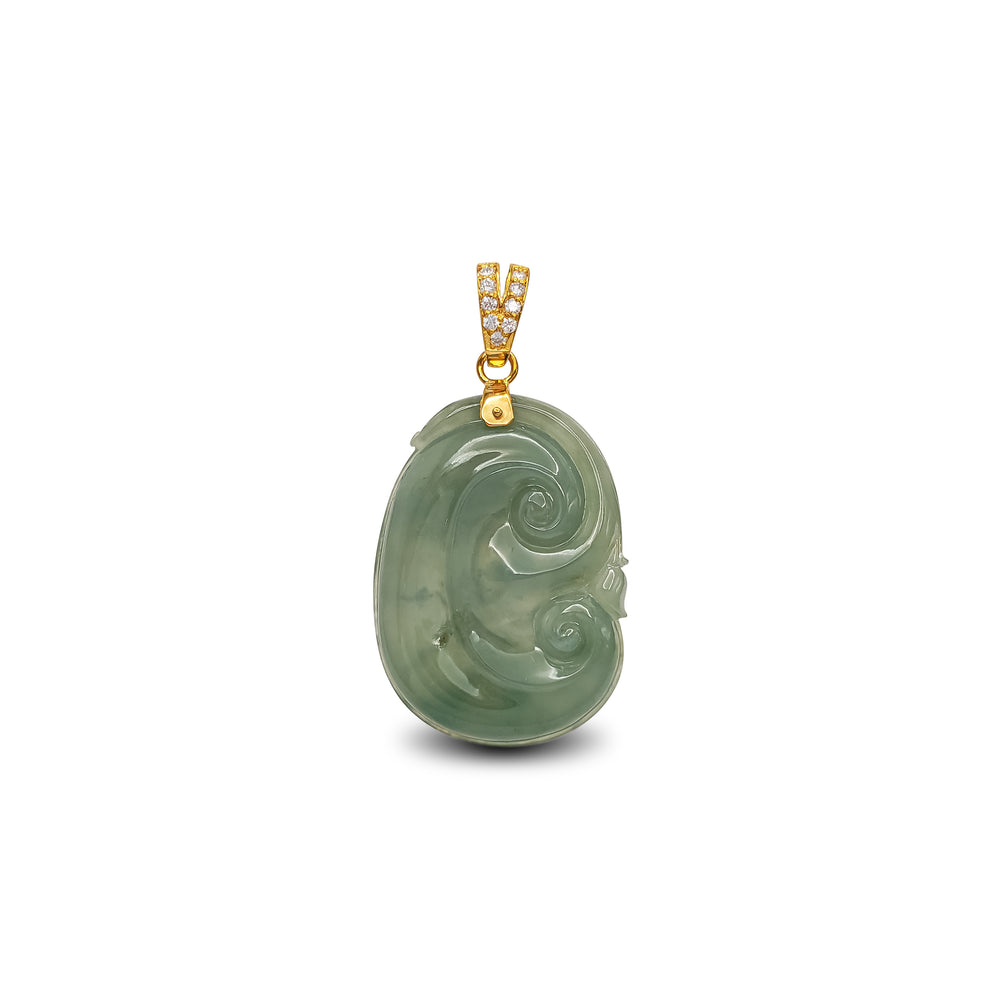 VS Diamond Jade Ruyi Scepter Pendant (14K)