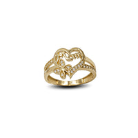 Zirconia Halo Heart Butterfly Mom Ring (14K)