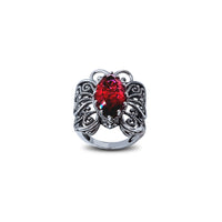 Zirconia Antique-Finish Vintage Butterfly Ring (Silver)