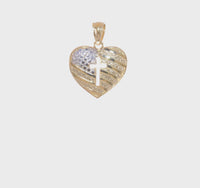 American Flag with Cross Outline Heart Pendant (14K) 360 - Popular Jewelry - New York