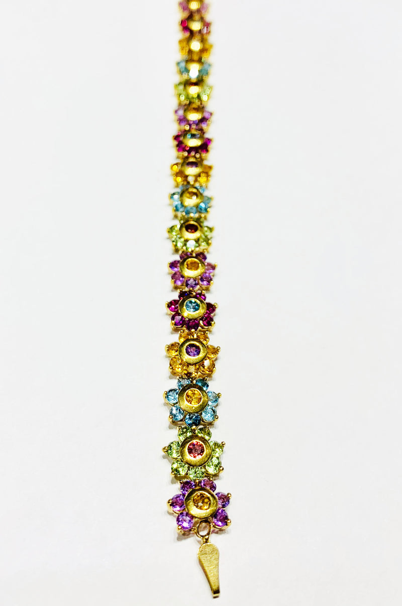Multi-color Flowers Bracelet (14K).