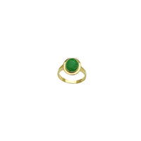 Yellow Gold Cabochon Jade Ring (14K)