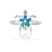 Created Opal Turtle Ring (Silver)