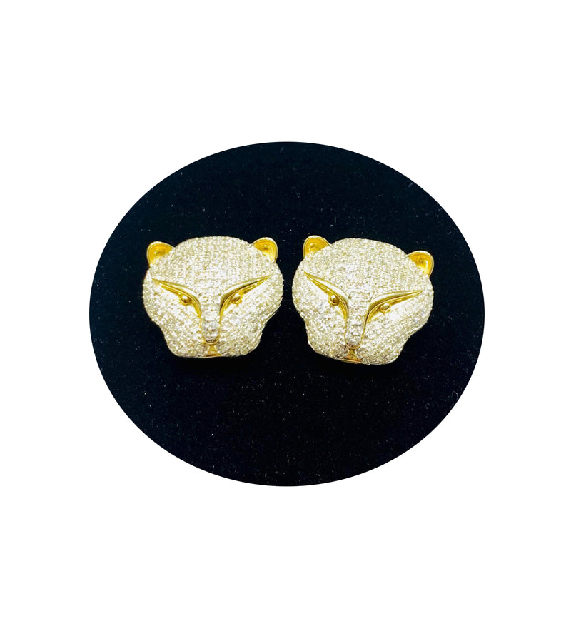 Diamond Head Panther Earrings (10K)