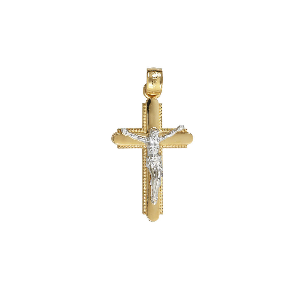 Two-Tone Jesus Cross Pendant (14K)