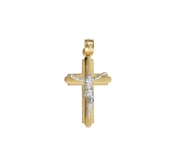 Two-tone Jesus Cross Pendant (14K)