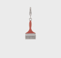 Enameled Red Paint Brush Charm Pendant (Silver)
