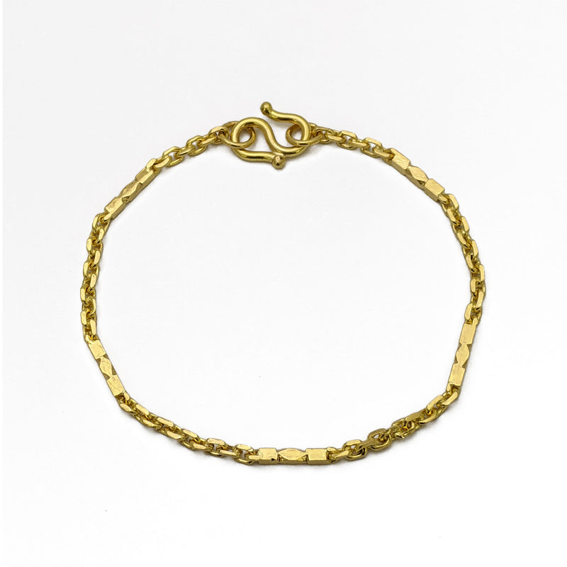 Tri-Shape Bar Scattered Cable Link Bracelet (22K) main - Popular Jewelry - New York