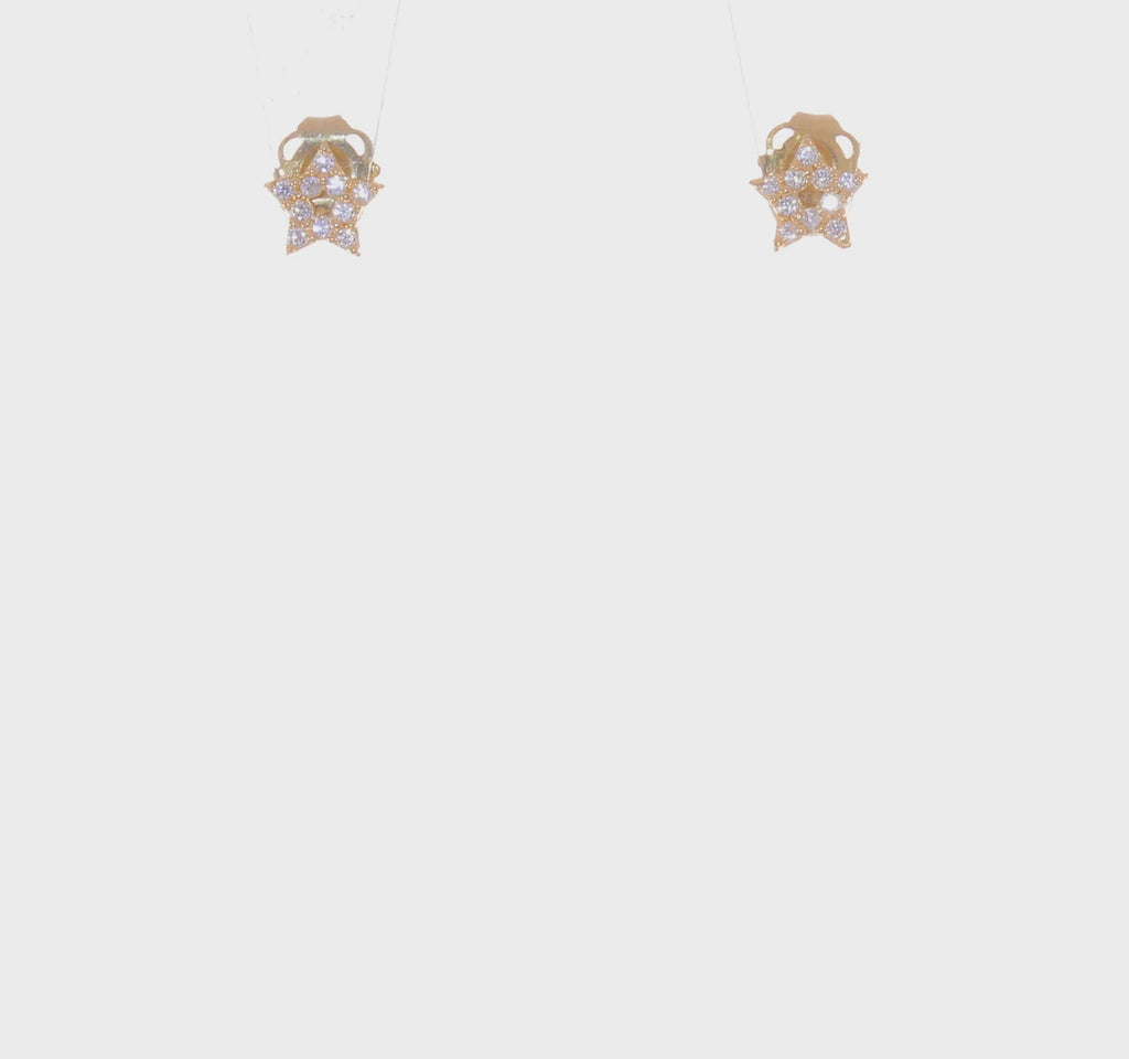 Mini Icy Star Stud Earrings (14K) 360 - Popular Jewelry - New York