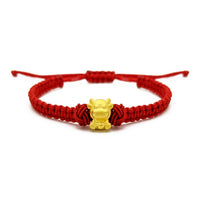 Baby Ox Chinese Zodiac Red String Bracelet (24K) front - Popular Jewelry - New York