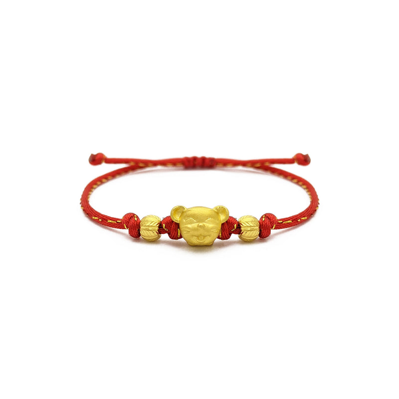 Joyful Rat Chinese Zodiac Red String Bracelet (24K) front - Popular Jewelry - New York