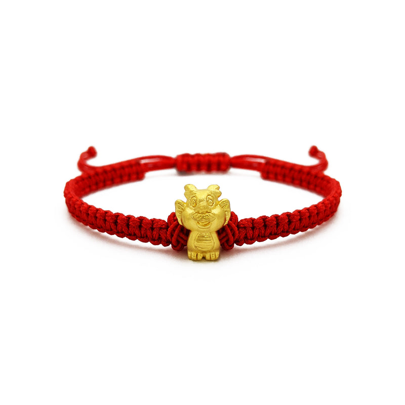 Little Dragon Chinese Zodiac Red String Bracelet (24K) front - Popular Jewelry - New York