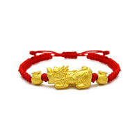 Ljubav i prosperitet Pixiu narukvica sa crvenim žicama (24K) sprijeda - Popular Jewelry - Njujork
