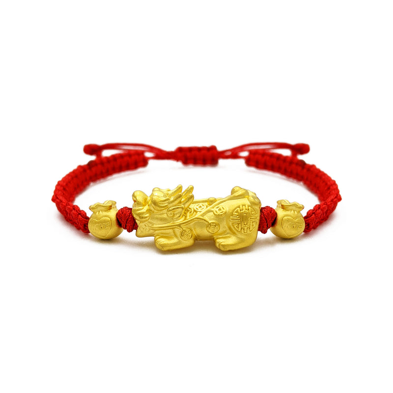 Love and Prosperity Pixiu Red String Bracelet (24K) front - Popular Jewelry - New York