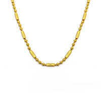 ផ្នែកខាងមុខរបស់ Sand Blasted Barrell និង Bead Chain (២៤K) Popular Jewelry - ញូវយ៉ក