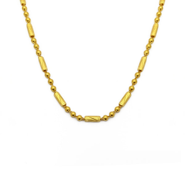 Sand Blasted Barrell and Bead Chain (24K) front - Popular Jewelry - New York