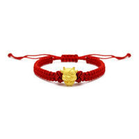 Smiley Ox with Ingot Chinese Zodiac Red String Bracelet (24K) front - Popular Jewelry - New York