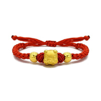 Brățară cu șnur roșu din zodiacul chinezesc, cu porci mici (24K) - Popular Jewelry - New York
