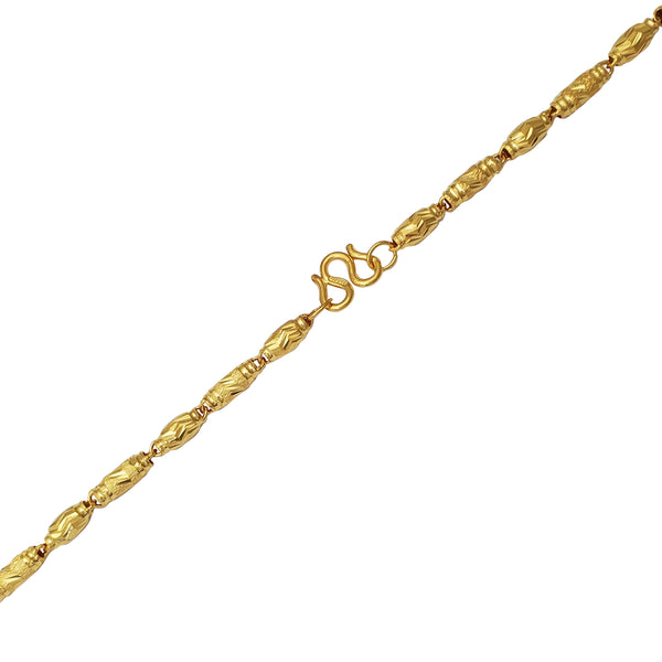 Diamond-cut Glitter Textured Barrel Necklace (24K)