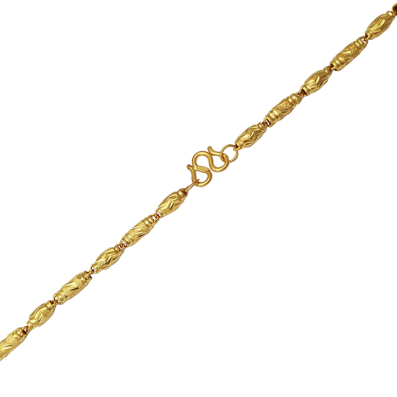 Diamond-cut Glitter Textured Barrel Necklace (24K)
