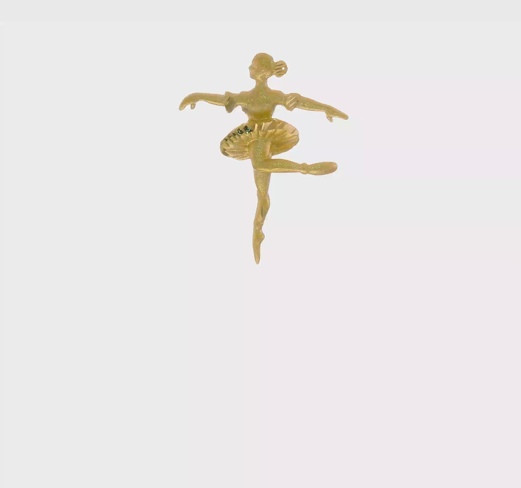 Ballerina Brushed Finish Pendant (14K) 360 - Popular Jewelry - New York
