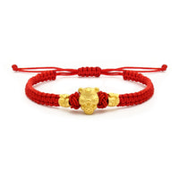 Fortune Tiger Chinese Zodiac Red String Armbånd (24K) hoved - Popular Jewelry - New York