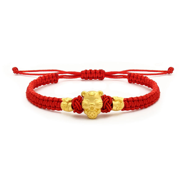 Fortune Tiger Chinese Zodiac Red String Bracelet (24K) main - Popular Jewelry - New York