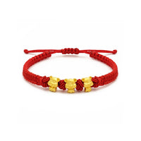 Happy Tiger Trio Chinese Zodiac Red String náramok (24K) hlavný - Popular Jewelry - New York