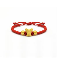 Ljupki štakor s ingotom i vatrometnim perlicama Kineski horoskopski narukvica s crvenim žicama (24K) glavna - Popular Jewelry - New York