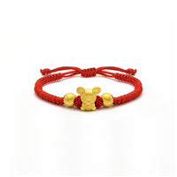Lovely Rat with Ingot and Firework Beads Chinese Zodiac Red String Bracelet (24K) main - Popular Jewelry - New York