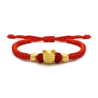 Braccialetto a corda rossa con zodiaco cinese Tiger Ball (24K) giallo - Popular Jewelry - New York