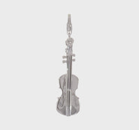 3-D Antique-Finish Violin Charm Pendant (Silver)