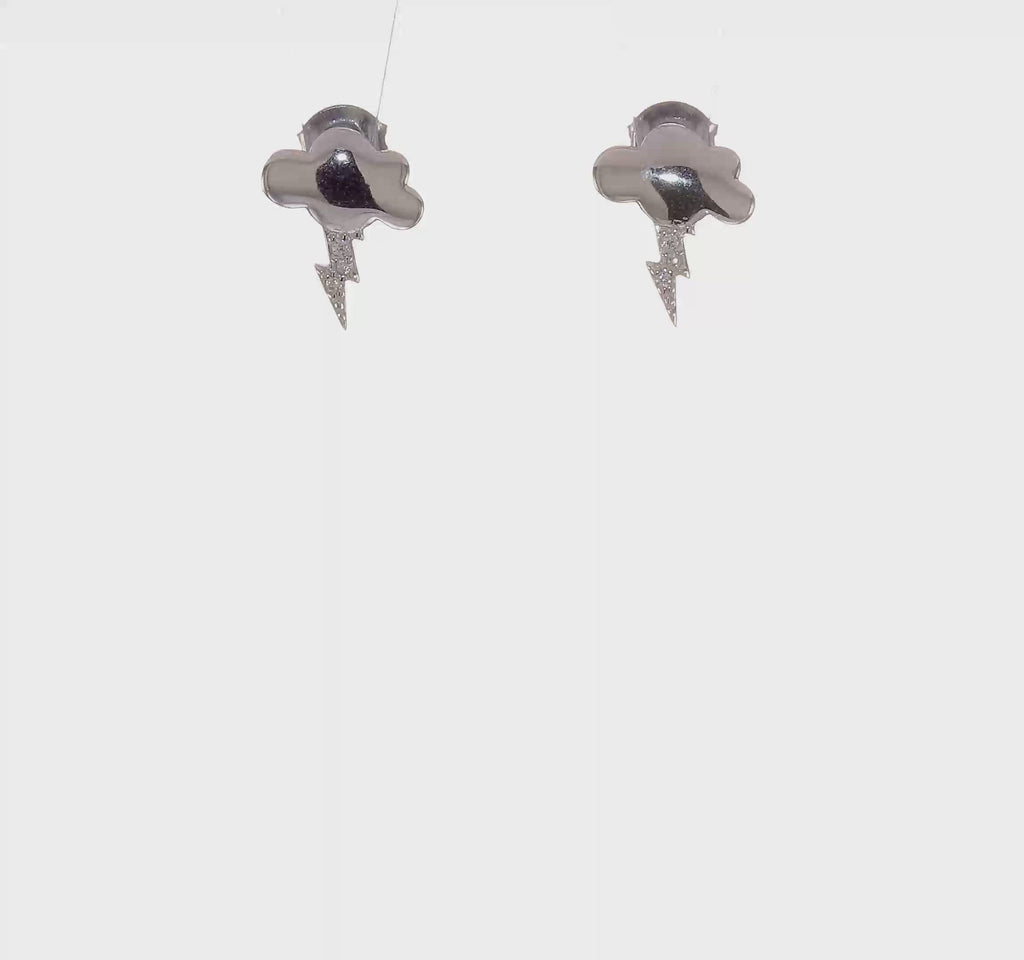 Thunderclouds Post Earrings (Silver) 360 - Popular Jewelry - New York