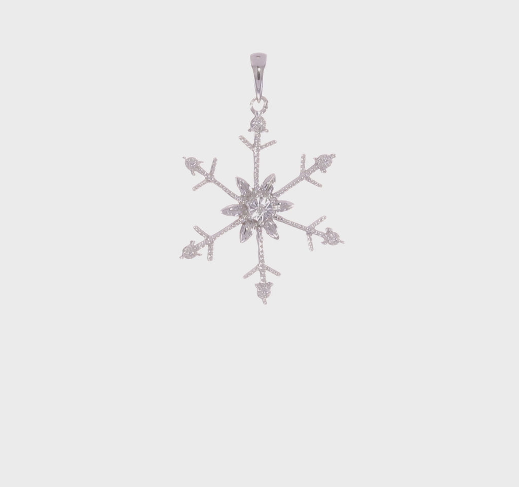 Diamond Snowflake Pendant (Silver) 360 - Popular Jewelry - New York