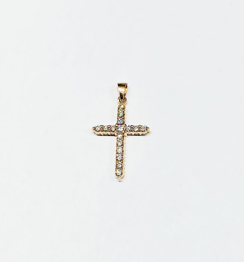 Rose Gold Diamond Cross Pendant (14K)