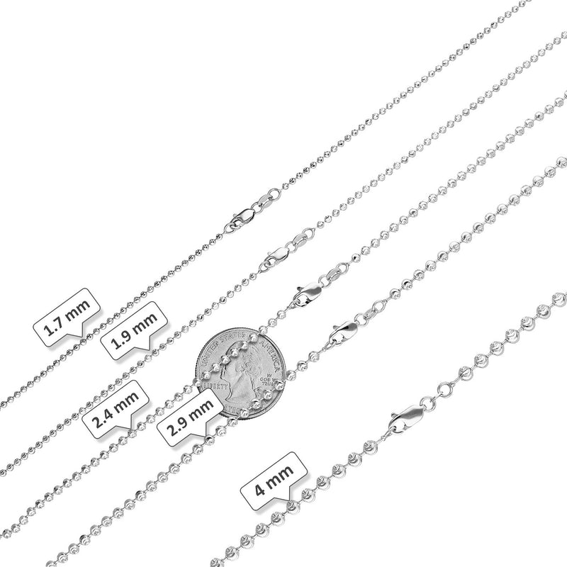 [Moon-cut] White Gold Moon Cut Ball Chain (14K)