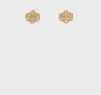 Blue and Pink CZ Seashell Stud Earrings (14K) 360 - Popular Jewelry - New York